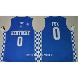 Herren Kentucky Wildcats Basketball 0 De'aaron Fox College -Trikots Männer genähte Farbe Blau Weiß S m l xl xxl xxxl ncaa