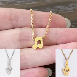 Großhandel Edelstahl Halskette Musik Note Pendent Halsketten Für Frauen Mädchen Kinder Geburtstag Geschenke Mode Musik Schmuck Neue