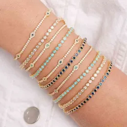 Bangle Designer smycken Hot Fashion Thin CZ Tennis Chain Cute Lovely Liten Turkish Evil Eye Charm Armband For Women Girls