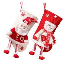 Borsa di calzino di Natale a maglia a maglia Tre-Dimensionale Babbo Natale Snowman Gift Candy Candy Candy 45x28cm all'ingrosso all'ingrosso
