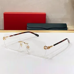 High End Cartr Mens Solglasögon Business Casual Style Driving UV400 Rimless Ivory Arm Plated Gold Shiny Timeless Classic Collection Women