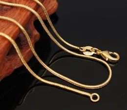 1mm 18k guldpläterade ormkedjor 16-30 tum gyllene slät hummerlåshalsband för kvinnor