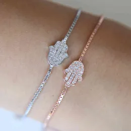 Projektant Bangle Descoul Hamsa Charm Bransoletka Turcja Zło oko CZ Fatima Hand Symbol ręcznie robiony 100% 925 Srebrna biżuteria Girls Prezenty imprezowe