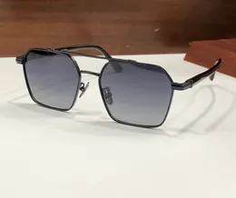 不規則な偏光サングラスチタンブラックメタル/灰色の日陰の男性シェードSonnenbrille UV400保護アイウェア付き箱