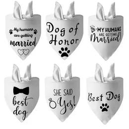 Dog of Honor Best Wedding Dogs Bandana Bridal Party Bandane per animali domestici Foto di nozze Prop Accessori per sciarpe per animali domestici