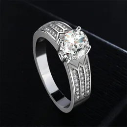 Pierścienie obietnicy Square Nowa srebrna biżuteria Duża rozmiar 5 - 10 biały sześcienna cyrkon Kobiet Zaraz zaręczynowy