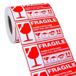 300 PCS Fragile Handle Warning Adhesive Stickers Label with Care Keep Dry Upward Do Not Trample for Packing Box Shipping Notice Red Stickers 1222865