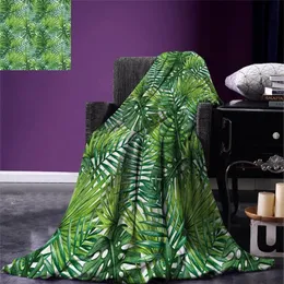 Blankets Leaf Throw Blanket Tropical Exotic Banana Forest Palm Tree Leaves Watercolor Image Warm For Bed Couch Light GreenBlankets BlanketsB