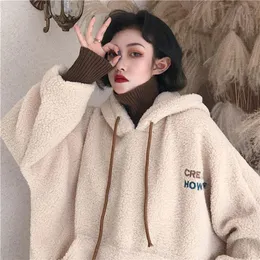 Women Hoodies Lamb Wool Fake Twopiece Sweatshirts Twoled Sweatshirts tops Tops Tops Ladies Winter Autumn Pullovers 220818