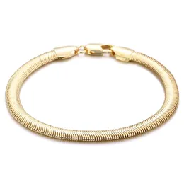 925 STERLING SLATA 18K Gold 6mm Snake Bone Chain Bracelet para mulheres Jóias de moda de festas de noivado de casamento