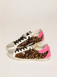 Couples small dirty shoes designer luxury top Italian Golden Super-Star leopard-print pony-leather sneakers with silver sequined stars neiman marcus casual shoes-3