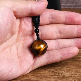 Natural Royal Tiger Eye Pendant Halsband Kvinna överför lycka till pärlor Strängar Amulet repkedja handgjorda smycken gåva