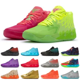 com caixa Lamelos Ball Mb.01 2022 Sapatos de basquete Mens Treinadores Galaxy Beige Queen Buzz City Rick e Morty Sky Blue Black Blast Purple Cat