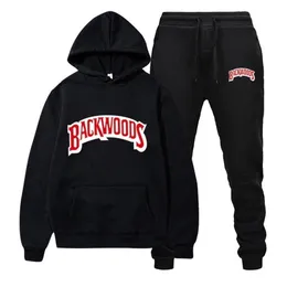 fashion brand Backwoods Men's Set Fleece Hoodie Pant Thick Warm Tracksuit Sportswear Hooded Track Suits Male Sweatsuit Tracksuit 220817