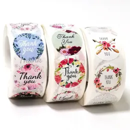 Round Floral Thank You Stickers Packaging Envelope Sealing Stationery 1222874