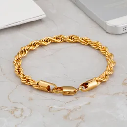 316L Stainless Steel Rope Chain Bracelet Titanium Steel 18K Gold Plated Bangle