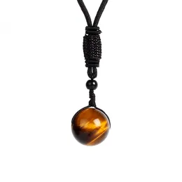 Nature Tiger Eye Stone Pendant Halsband Kvinnor Naturliga p￤rlor Reiki Energy Healing Strands Men