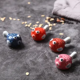 Descanso de pauzinho de baiacu Pauzinhos de cerâmica japonesa suporte de armazenamento em forma de desenho animado suprimentos de restaurante