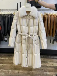 Pelliccia finta da donna 2022 inverno lusso lungo sottile da donna piumino 90% anatra giacca di riempimento vero collo di visone mantenere caldo soprabito