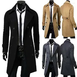 England stil män ull trench rockar jacka klassisk smal lapel peacoat mens vinter dubbel bröst lång ytterkläder