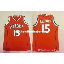 #15 Carmelo Anthony Syracuse Jerseys de basquete laranja Mens 100% Double costure