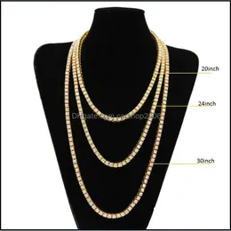 Catene Catena d'oro Hip Hop Row Simated Diamond Jewelry Collana 18-20-24-30 pollici Mens Tone Iced Out Collane Drop Delivery Carshop2006 Dhen9