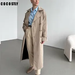 Trenchcoat für Damen, lange Ärmel, Gürtel, zweireihig, Damen-Windjacke, Casaco feminino 220818