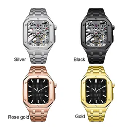 Link Bracelet Straps AP Modified Armor Watchband مع Case Butterfly Clasp Stafless Steel Band Fit Iwatch Series 7 6 5 4 for Apple Watch 44 45mm wristband