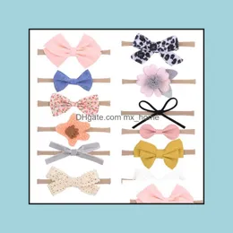 Haarzubehör Europa Säuglingsbatte Bowknot Blumen Stirnband elastische Kinder weiche Band Kinder Mädchen Stirnbänder Bandanas Haarband Mxhome Dh1di