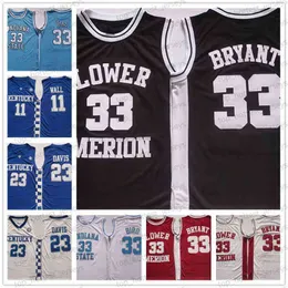 11 벽 23 Davis 농구 유니폼 인디애나 주 시카 모어 33 Bird Baby Blue Blue Kentucky Wildcats Blue Merion High School Black #33 Jerse