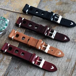 Handmade Vintage Real Leather Strap Watch Band Watch Acessórios Bracelete 18mm 20mm 22mm 24mm Red Brown Brown Color Watch Band 220819