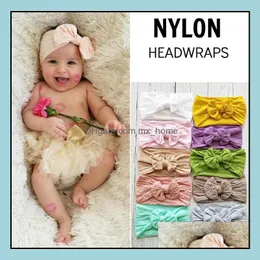 Accessori per capelli Bohemia Fashion Infant Baby Nylon Bowknot Fascia per bambini Fascia larga Accessori per copricapo per bambini 18 colori Mxhom Mxhome Dhqvv