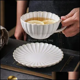 Tazze 220Ml Tazza da caffè in ceramica retrò Dessert Porcellana Home Tè pomeridiano con piattino Set Cafe Espresso Consegna a goccia di alto valore Mjbag Dhfpq