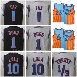 فيلم Taz 1 Bugs Black White Tune Squad Jersey 1/3 Tweety 2 D.Duck 10 Lola 22 Murray Basketball Jerseys