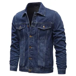 Spring Autumn Men Denim Jackets Casual Solid Color Lapel Single Breasted Jeans Jacket Slim Fit Cotton Outwear 5xl M 220819