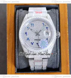 RF 40 126334 ETA A2824 Automatyczna męska zegarek Paved Diamond Tila Blue Arabic Script W pełni lodowane diamenty 904L Ostersteel Bransoletka Watches Puretime F02D4