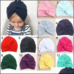 Caps Hats Europe Fashion Infant Baby Hat Kids Kink Knot Solid Color Biggin Girls Children Skl Cap Mxhome Drop Delivery 2021 Mxhome Dhdkj