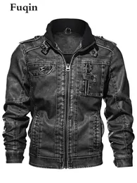 Men's Denim Leather Jacket Multifunction Zip Pocket British Style Clothes Street Motorcycle 6XL Loose Warm PU Man Jacket Unisex 220819