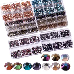 Crystal Nails Art Rhinestone Gold Silver Clear All Color Flat Bottom Mixed Shape Diy Diy Nail Art 3D Decoration in 6Cell Pot