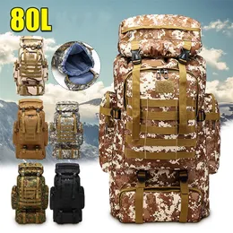 80L Большой военный рюкзак Molle Camping Bag Rucksack Tactical Men Men Toing Traking Traving Outdoor Waterraph Sport 220819