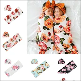 Filtar Swaddling Europe Flowers Baby Muslin Swaddle Wrap Filt Wraps Nursery Bedbling Towking Spädbarn inslaget trasa med MXHOME DHPO9