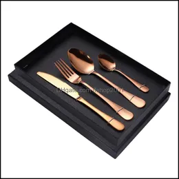 Conjuntos de talhes de talheres de a￧o inoxid￡vel Conjunto de talheres de 4 pe￧as Sierwareflatware Setsflatware Drop entrega 2021 Home GA FFSHOP2001 DHHSW