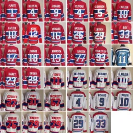 Montreal''Canadiens''Nuove maglie retrò di hockey su ghiaccio 1 Jacques Plante 4 Jean Beliveau 5 Bernie Geoffrion 9 Maurice Richard 10 Lafleur Koivu Moore Richard Laraque