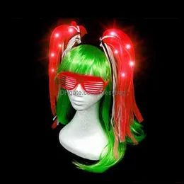 Ghirlande di fiori decorativi illuminati Flash treccia tagliatelle fascia regalo occhiali LED Neon Rave Party fascia per capelli Cosplay Weddin Bdesybag Dhug5