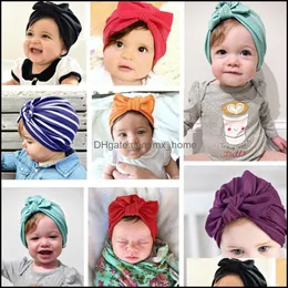 CAPS HATS BOHEMIAN Fashion Infant Baby Hat Bowknot Headwear Child Toddler Kids Beanies Candy Color Turban 4 Colors MxHome Dr MxHome Dhjwi