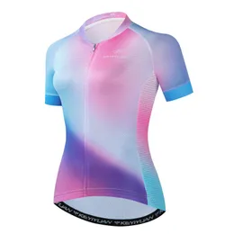 Racing Jackets KEYIYUAN Woman Bike Gradient Ladies Summer Cycling Jersey Bicycle Shirt Clothing Equipos Ciclismo Femenino