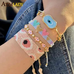 Bangle Designer 2022 Fashion Blue Pink Emamel Hamsa Hand Charm smycken Guldpläterad Micro Pave CZ Bezel Round Tennis Chain Justera Fatima Armband