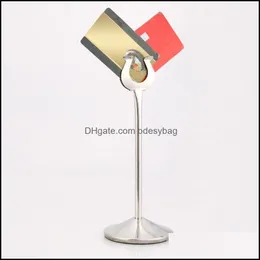 Party Decoration 812" Stainless Steel D Mini Table Number Place Card Holder Menu Stand For Wedding Restaurant Home Drop Deli Bdesybag Dhdg1