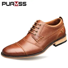 Brand Men Shoes Top Quality Oxfords British Style Genuine Shather Dress Business Flats formais Plus Tamanho 50 220819