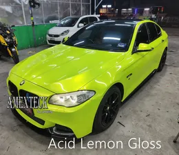 Premium Acid Lemon Gloss Magic Vinyl Wrap Highest Quality With Air Release Whole Car Wrapping Film Foil 1080 Series Initial Low Tack Glue 1.52x20m Roll 5x65ft